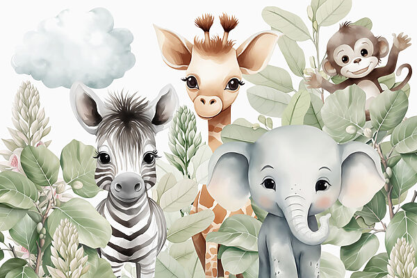 Grupo de animais com folhas Grupo de animais com folhas