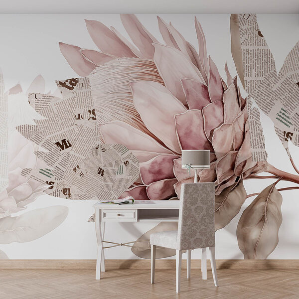 Flower with newspaper and leaves