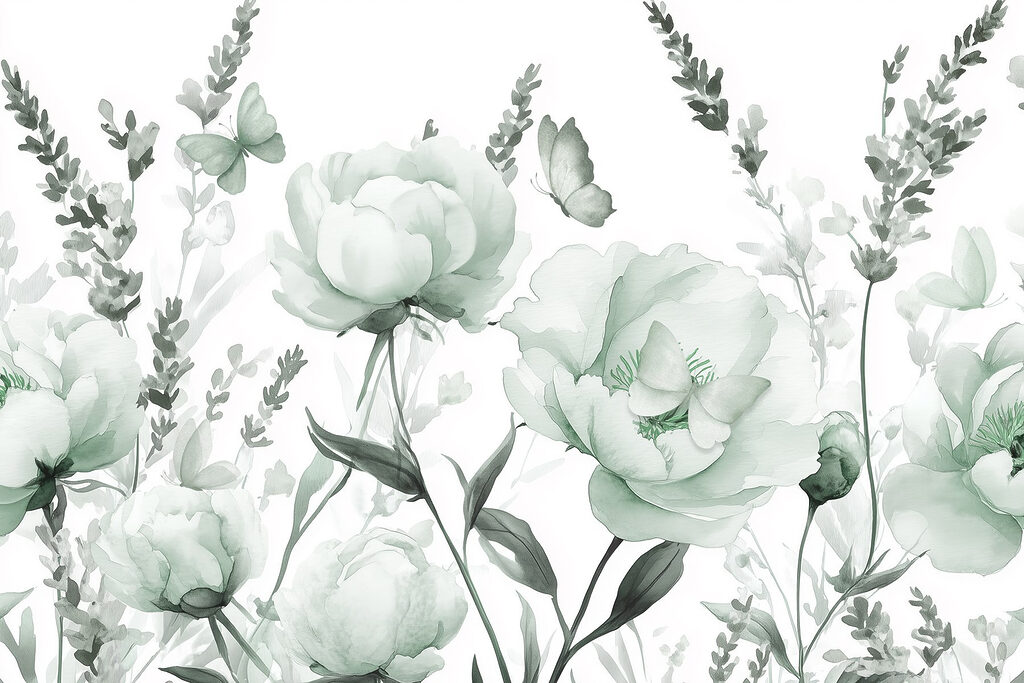 Flores delicadas em tons verdes suaves Flores delicadas em tons verdes suaves