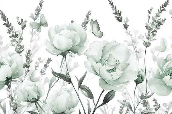 Flores delicadas em tons verdes suaves Flores delicadas em tons verdes suaves