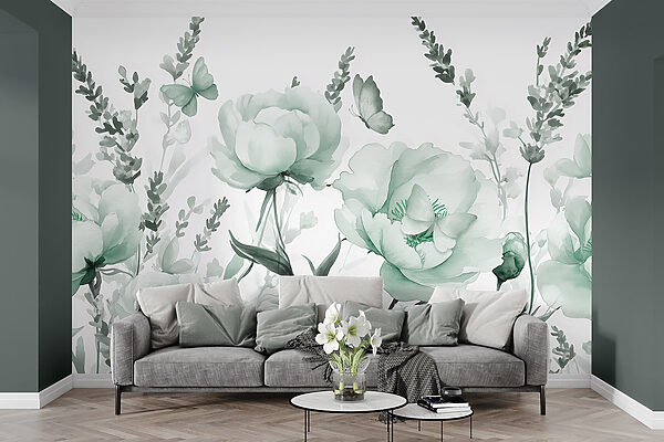Flores delicadas em tons verdes suaves Flores delicadas em tons verdes suaves