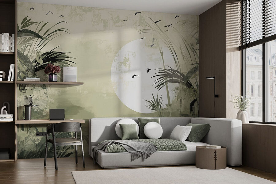 Pintura de uma floresta tropical