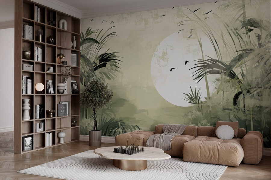 Pintura de uma floresta tropical