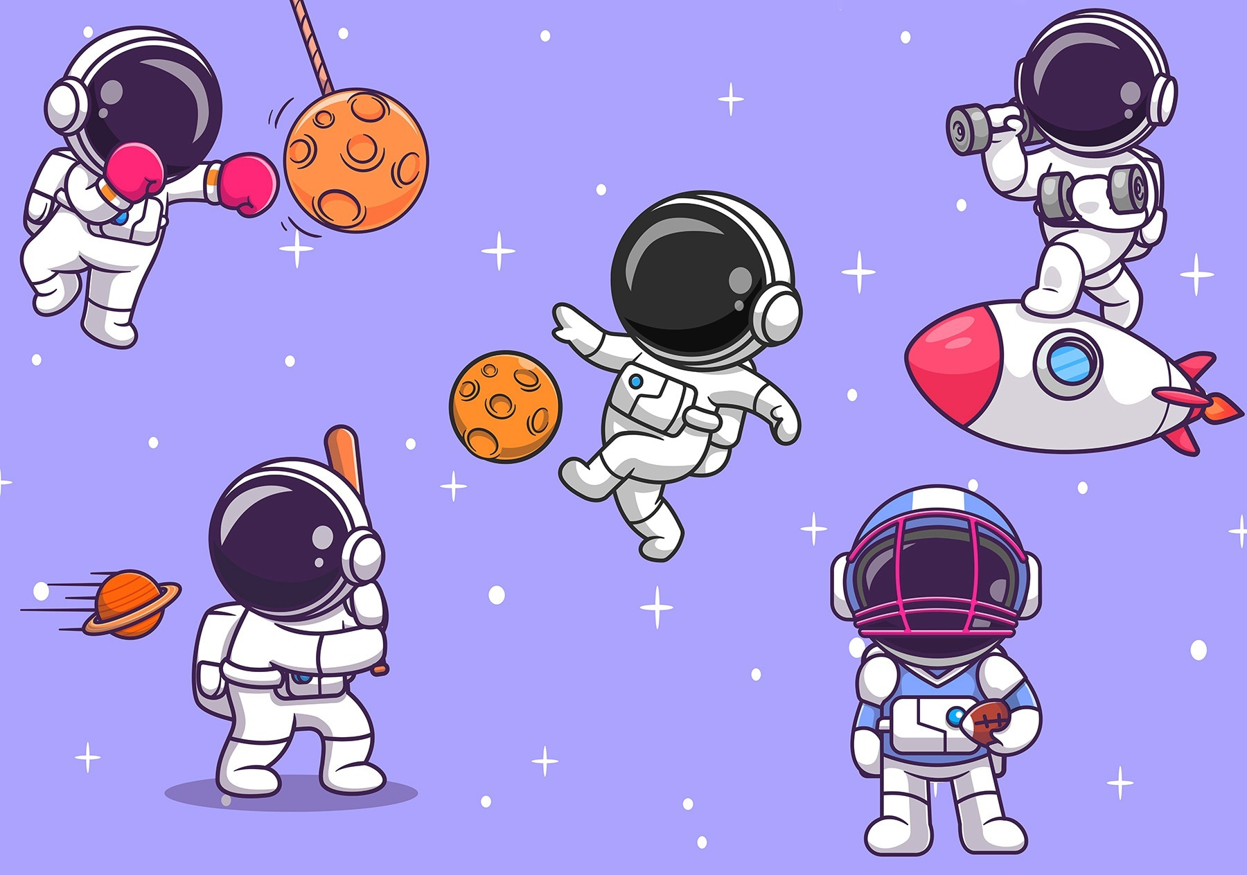 Cartoon of astronauts in space