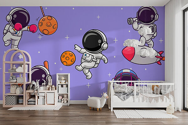 Desenho animado de astronautas no espaço Desenho animado de astronautas no espaço