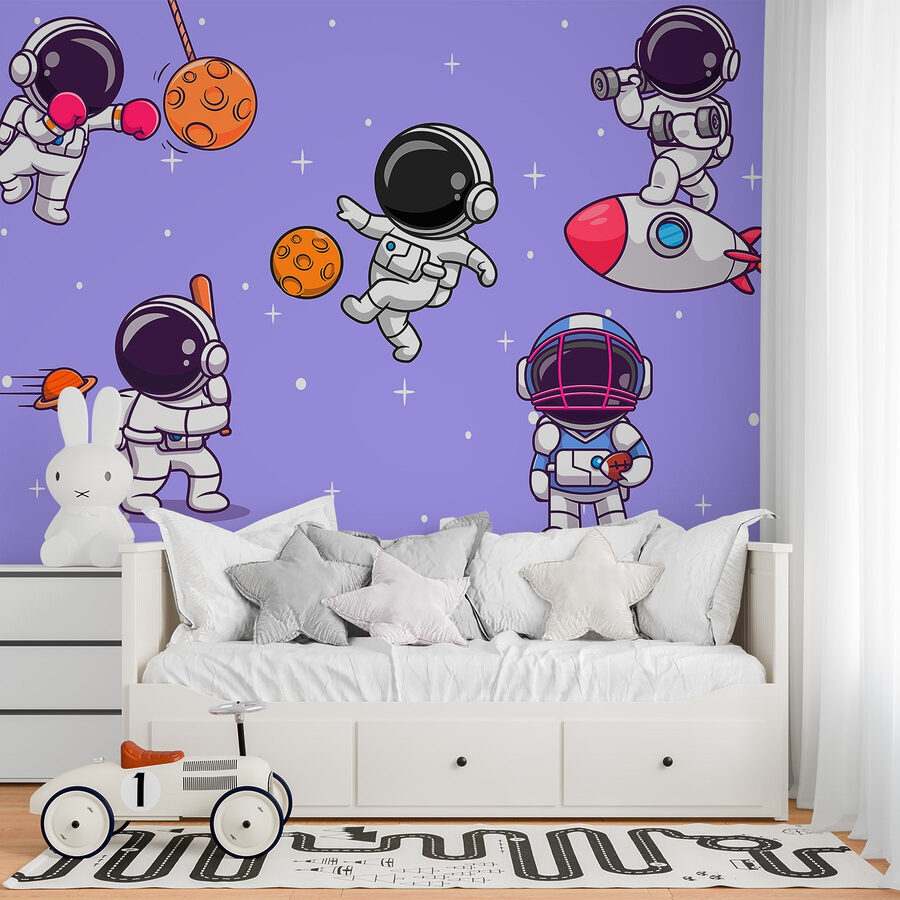 Desenho animado de astronautas no espaço