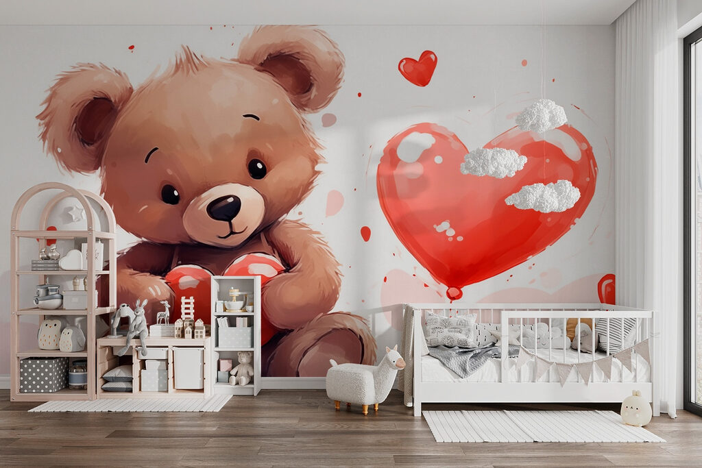 Teddy bear holding a heart