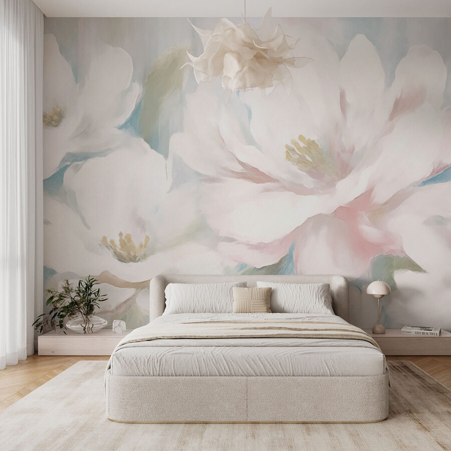 Pintura de flores brancas