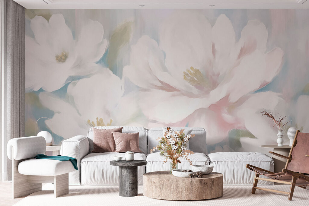 Painting of white flowers Painting of white flowers