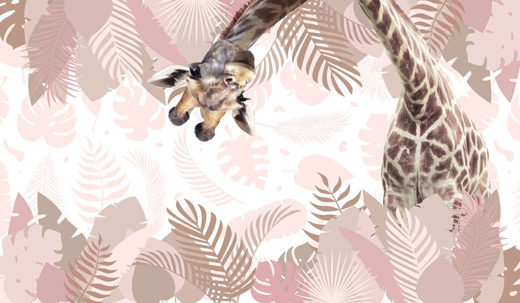 Girafa com um padrão de folhas Girafa com um padrão de folhas