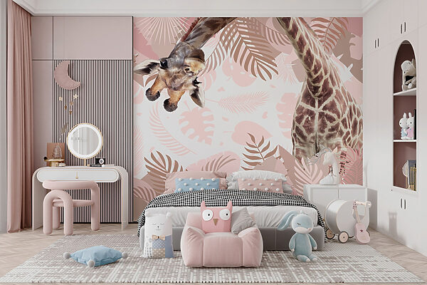 Girafa com um padrão de folhas Girafa com um padrão de folhas