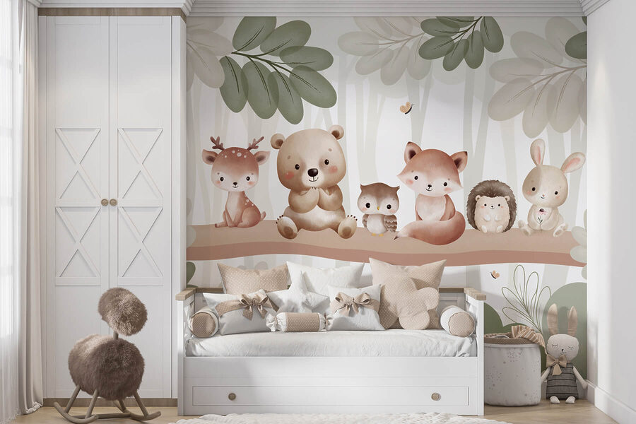 Grupo de animais num ramo de árvore
