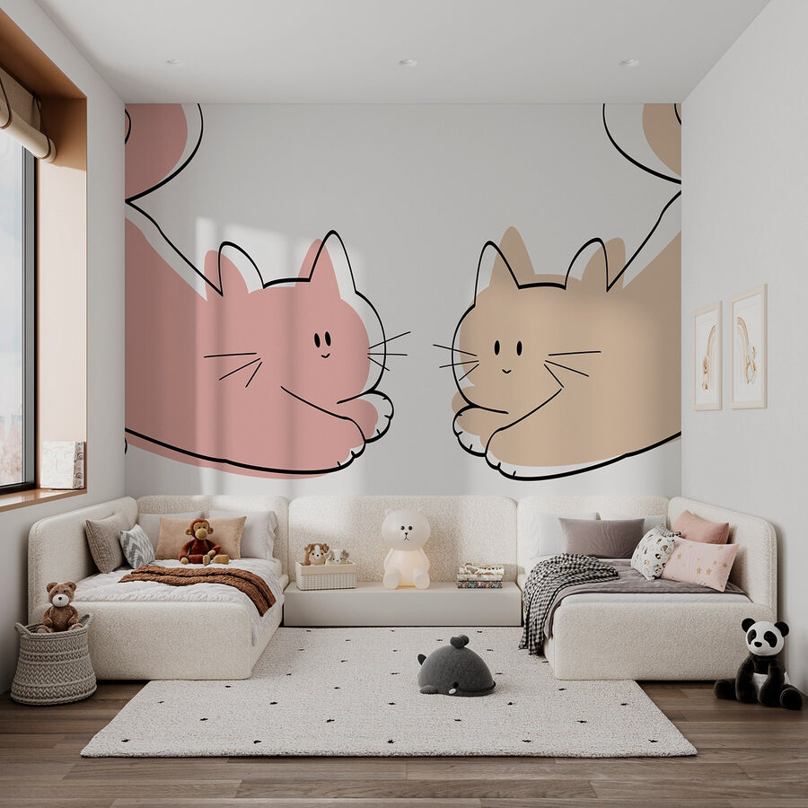 Um par de gatos deitados