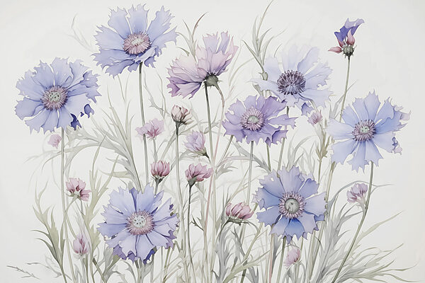 Pintura de flores sobre um fundo branco Pintura de flores sobre um fundo branco