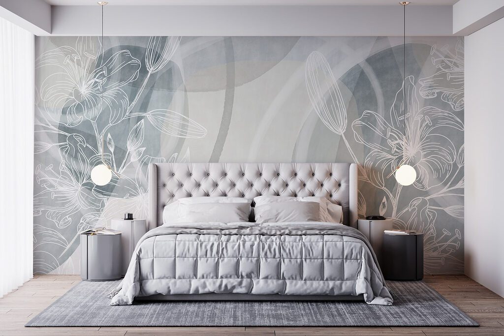 White flowers on a grey background