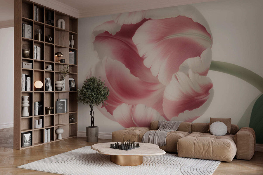 Delicada tulipa cor-de-rosa em flor