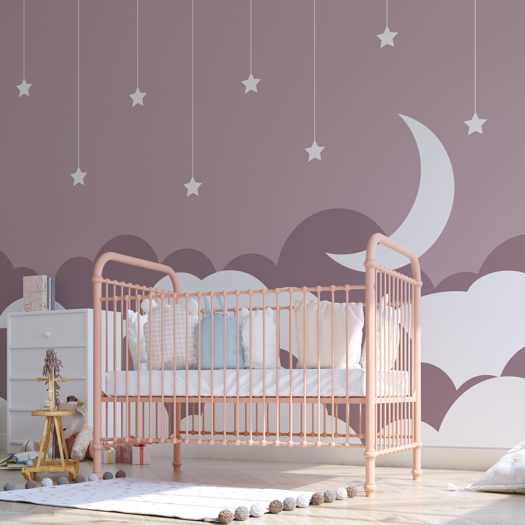 Moon and stars in the sky