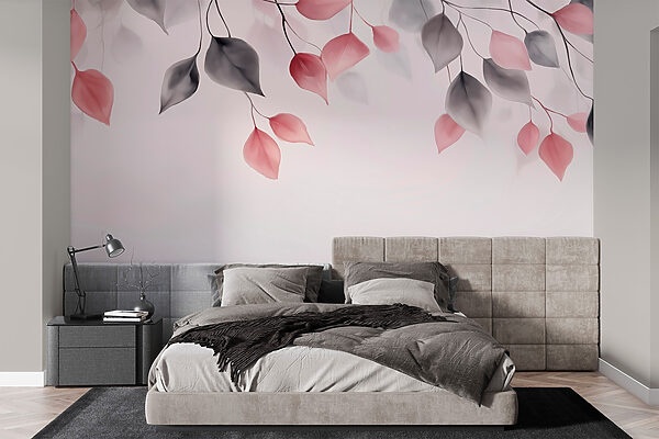 Papel de parede Folhas cor-de-rosa e cinzentas nos ramos (REF: w03592) Papel de parede Papel de parede Folhas cor-de-rosa e cinzentas nos ramos (REF: w03592)