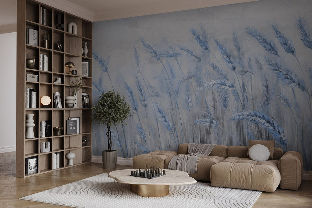 Soft blue waves of gentle wheat