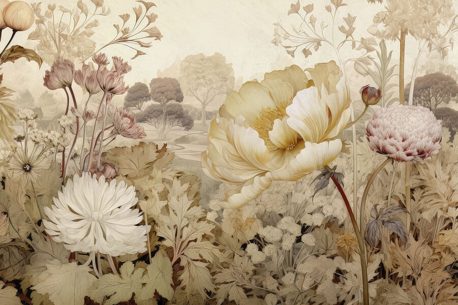 Flores delicadas em tons suaves.
