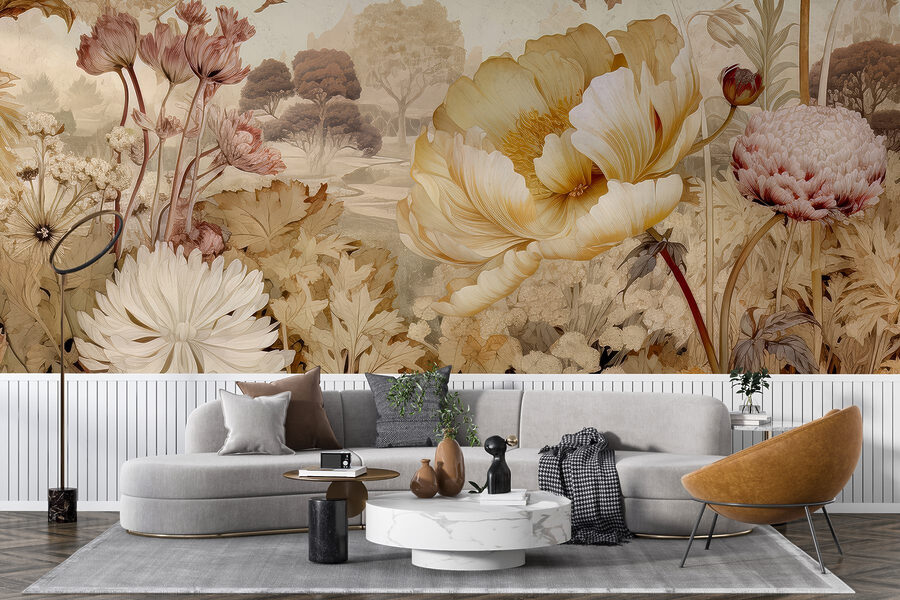Flores delicadas em tons suaves.