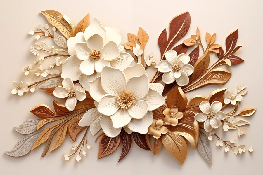 Grupo de flores brancas e castanhas