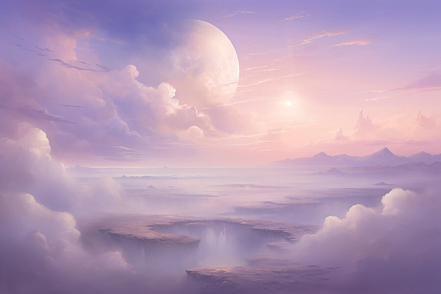 Papel de parede Paisagem com nuvens e uma lua - Image 6