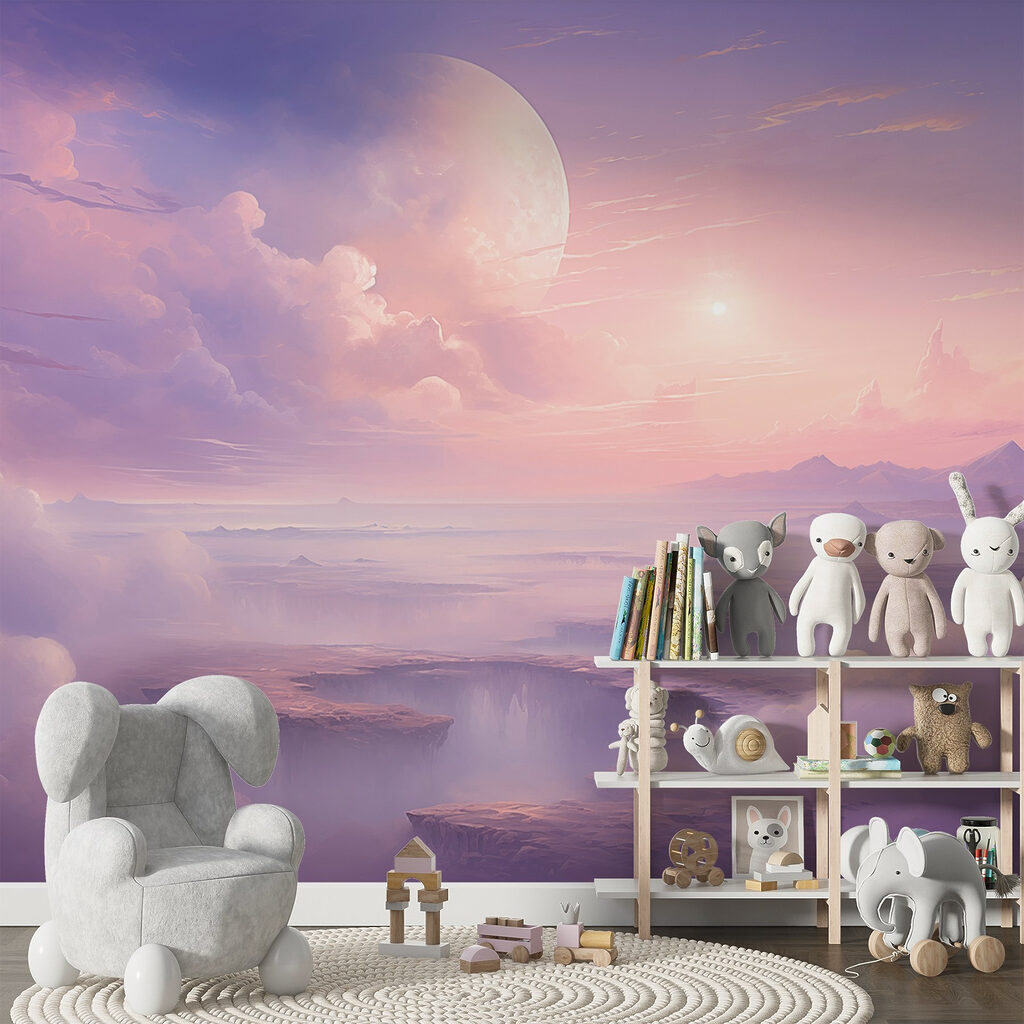 Landscape with clouds and a moon Landscape with clouds and a moon