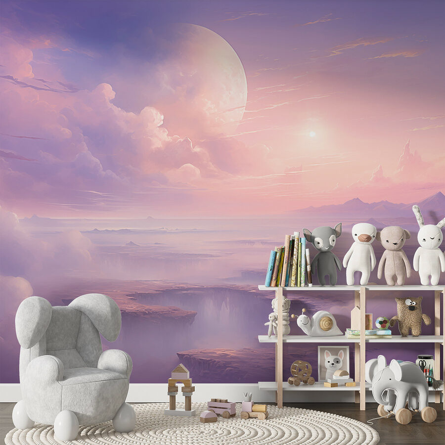 Papel de parede Paisagem com nuvens e uma lua - Image 3