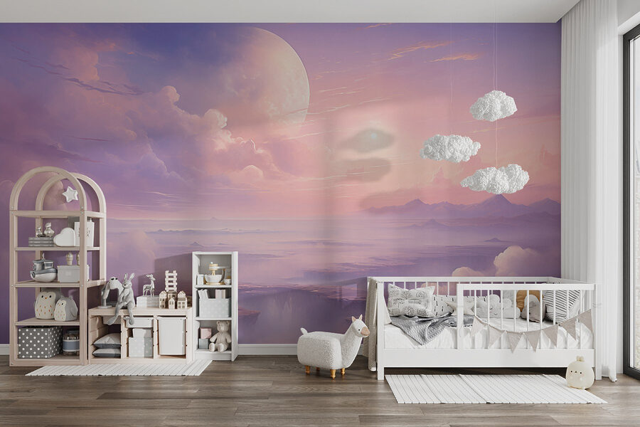 Papel de parede Paisagem com nuvens e uma lua - Image 4