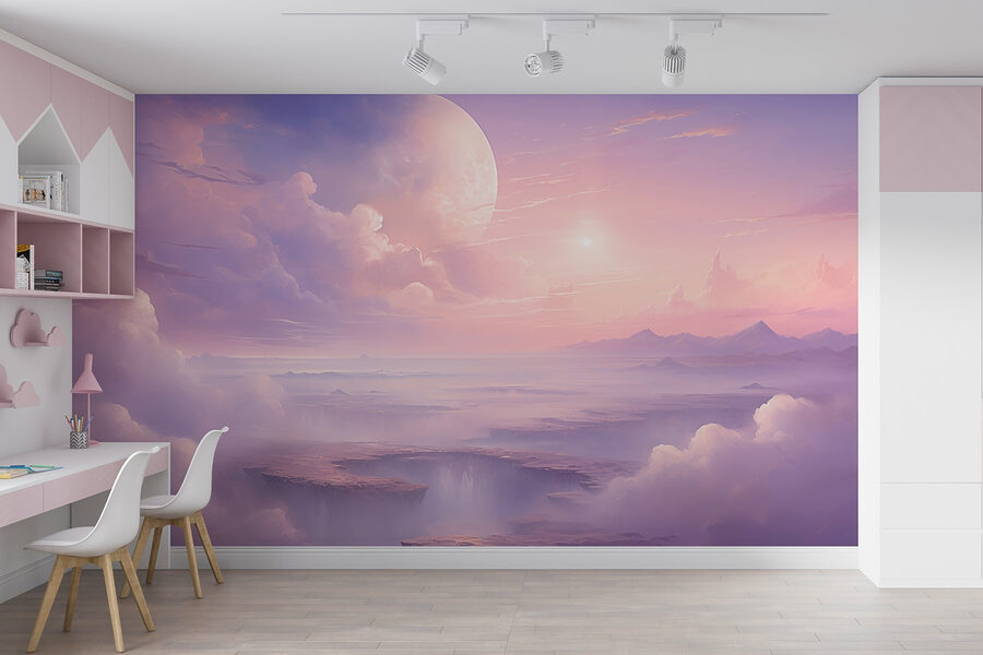 Papel de parede Paisagem com nuvens e uma lua - Image 5