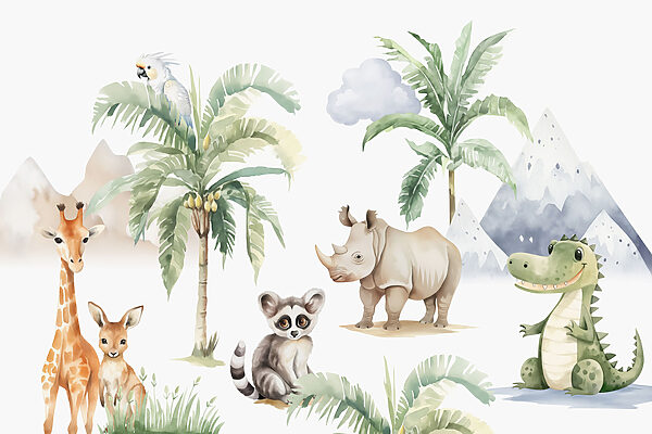 Grupo de animais numa floresta Grupo de animais numa floresta
