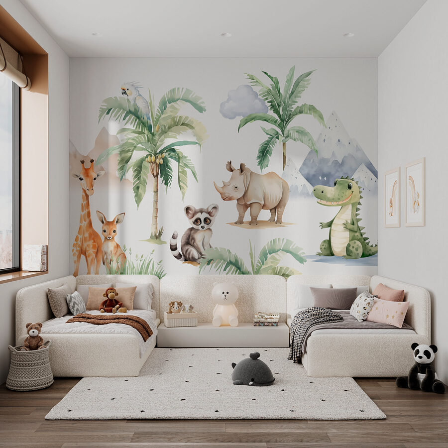 Grupo de animais numa floresta