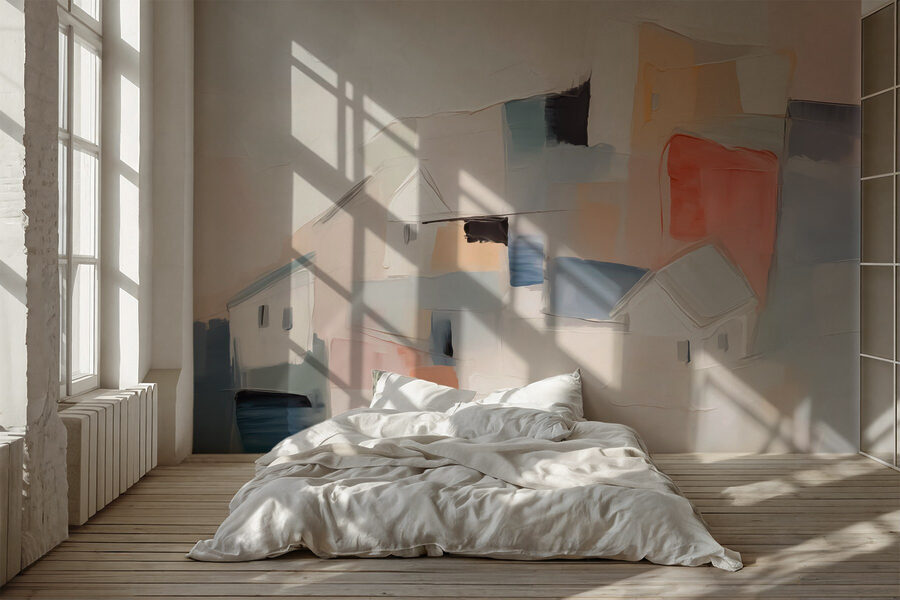 Pintura de casas em cores diferentes