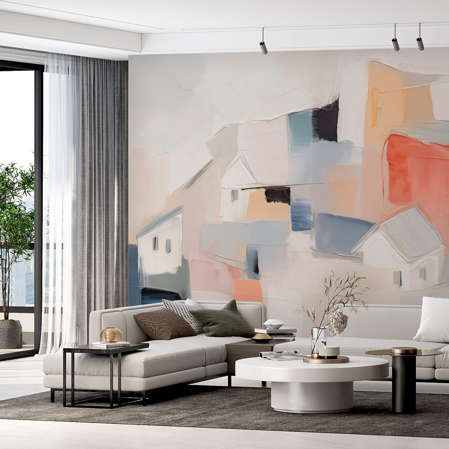 Pintura de casas em cores diferentes