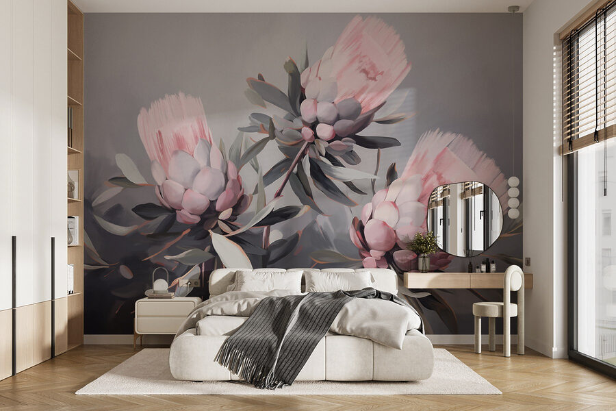 Pintura de flores cor-de-rosa