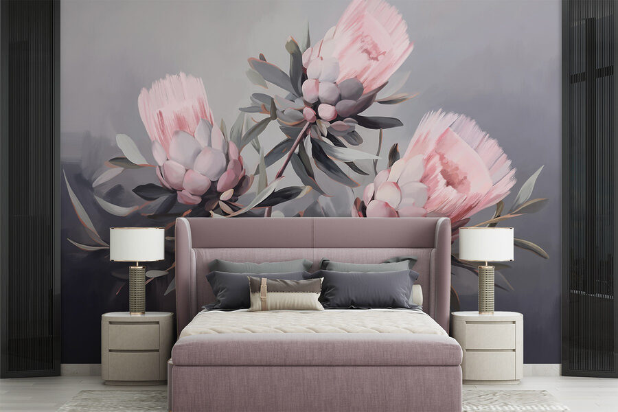 Pintura de flores cor-de-rosa