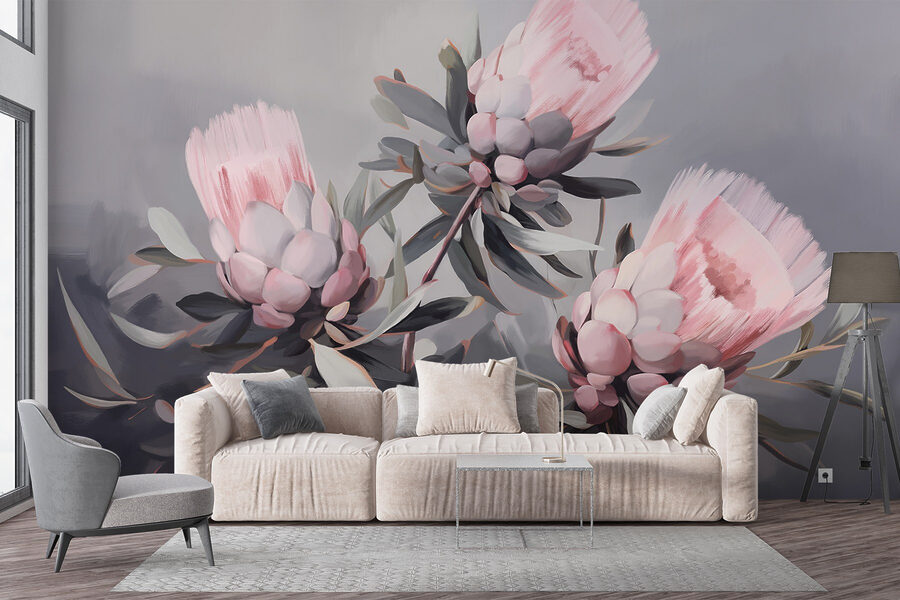 Pintura de flores cor-de-rosa