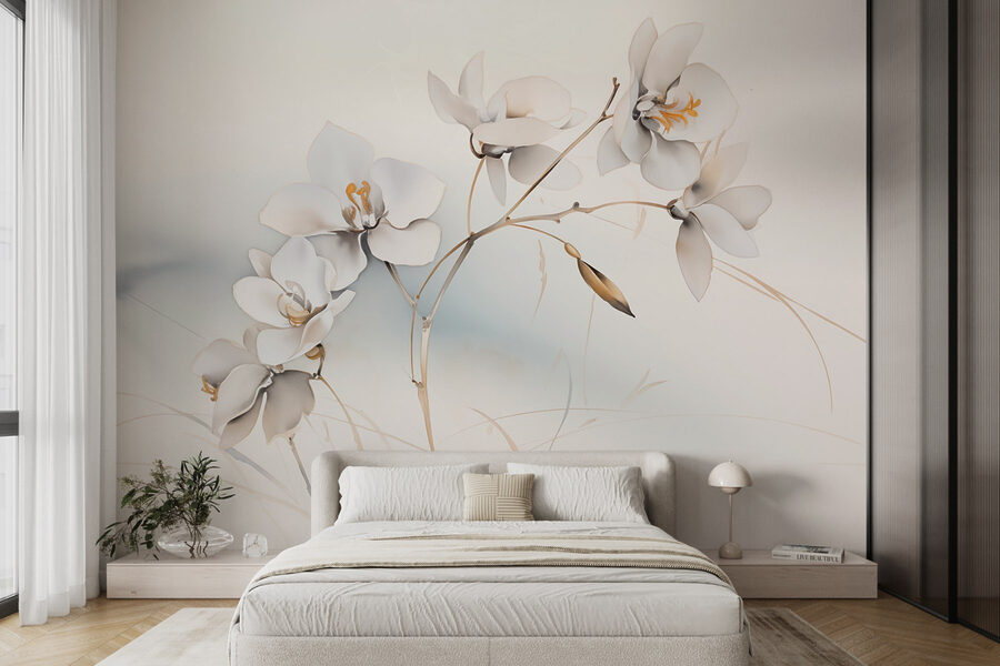 Flores brancas num ramo