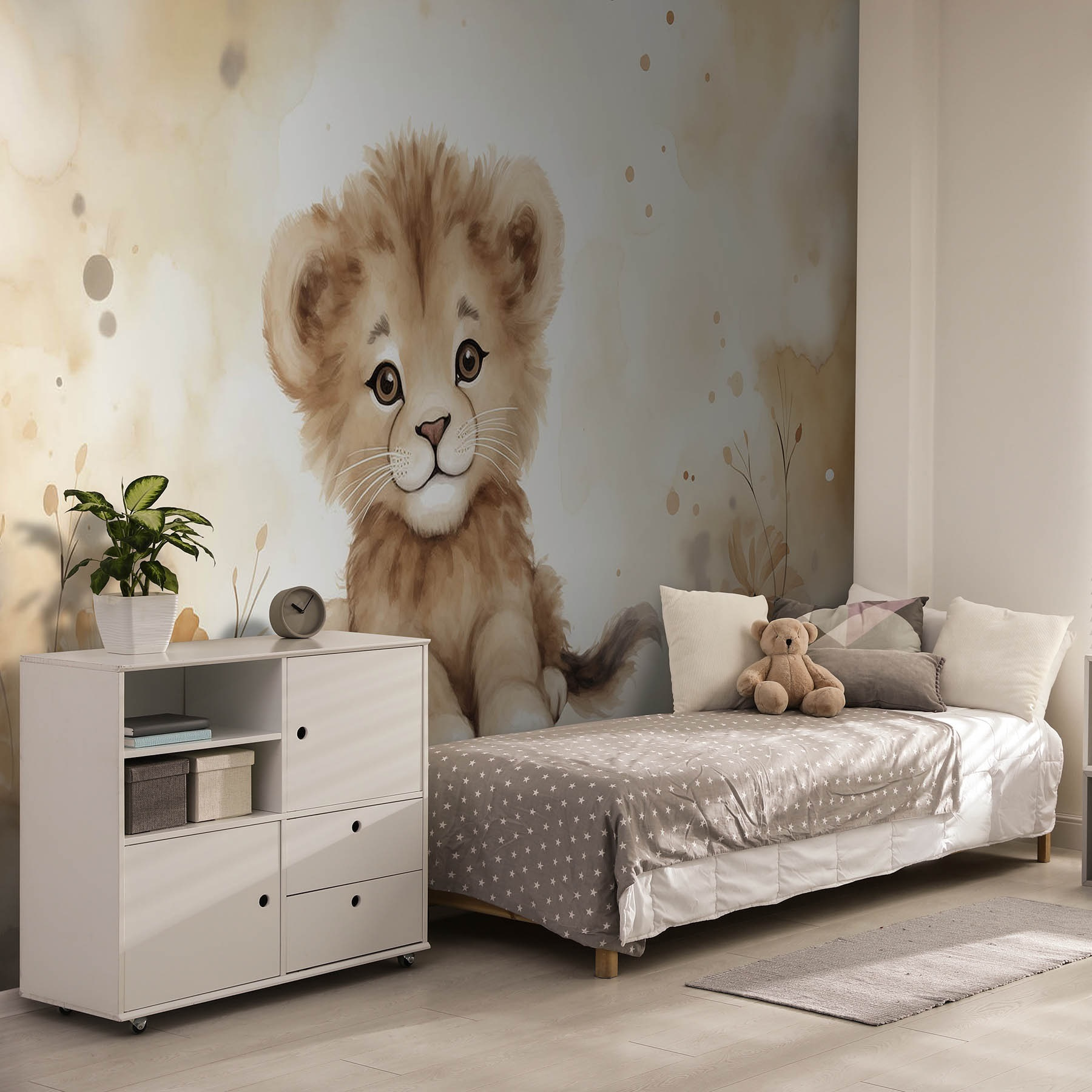 Watercolor of a lion cub