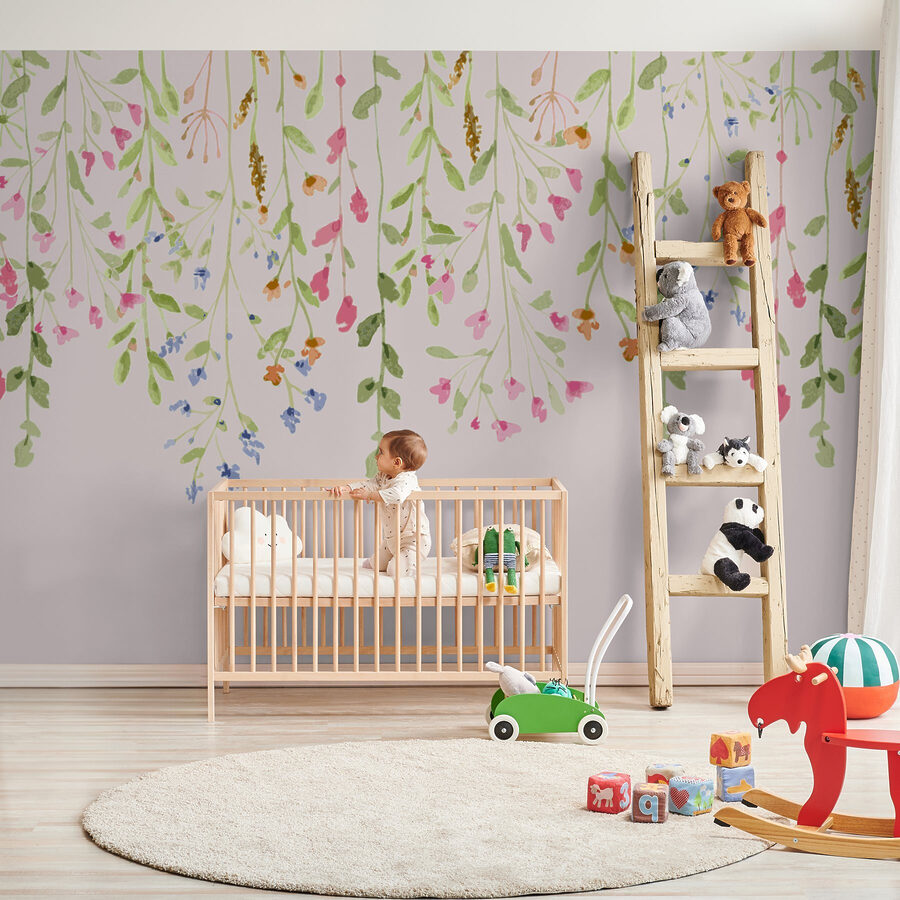 Pintura de flores e folhas