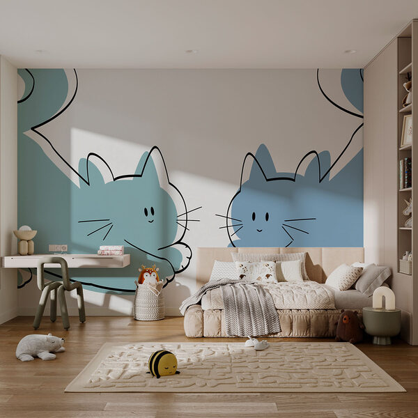 Um par de gatos deitados Um par de gatos deitados