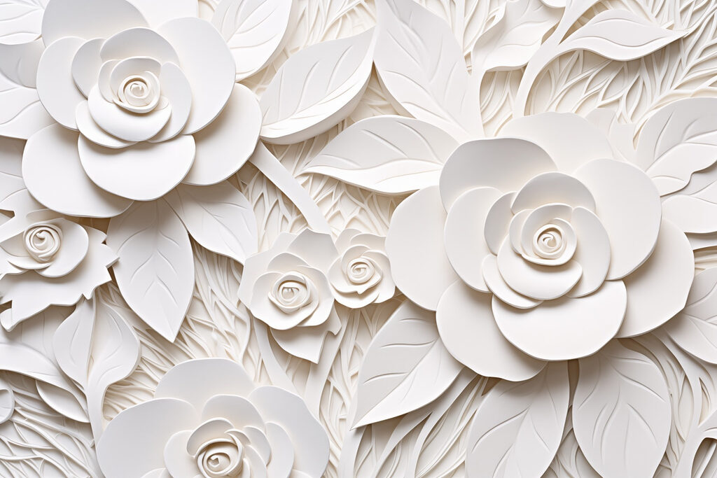 Flores e folhas de papel branco Flores e folhas de papel branco