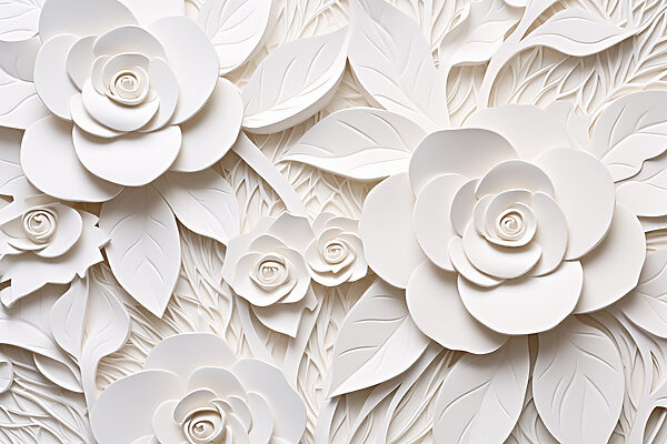 Flores e folhas de papel branco Flores e folhas de papel branco