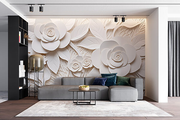 Flores e folhas de papel branco Flores e folhas de papel branco