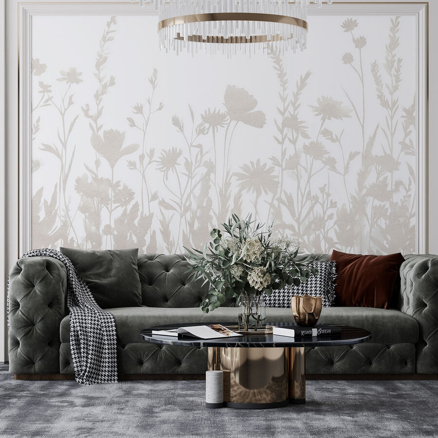 Fundo branco com flores