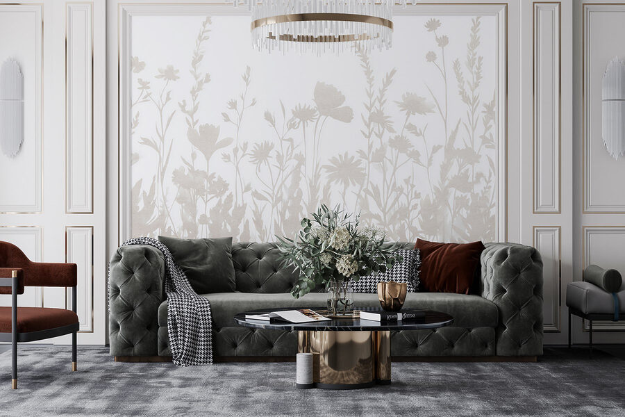 Fundo branco com flores