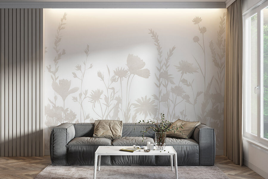 Fundo branco com flores
