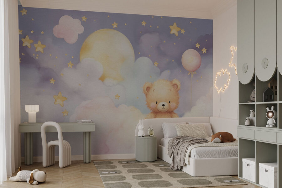 Papel de parede Urso de peluche sentado numa nuvem - Image 2