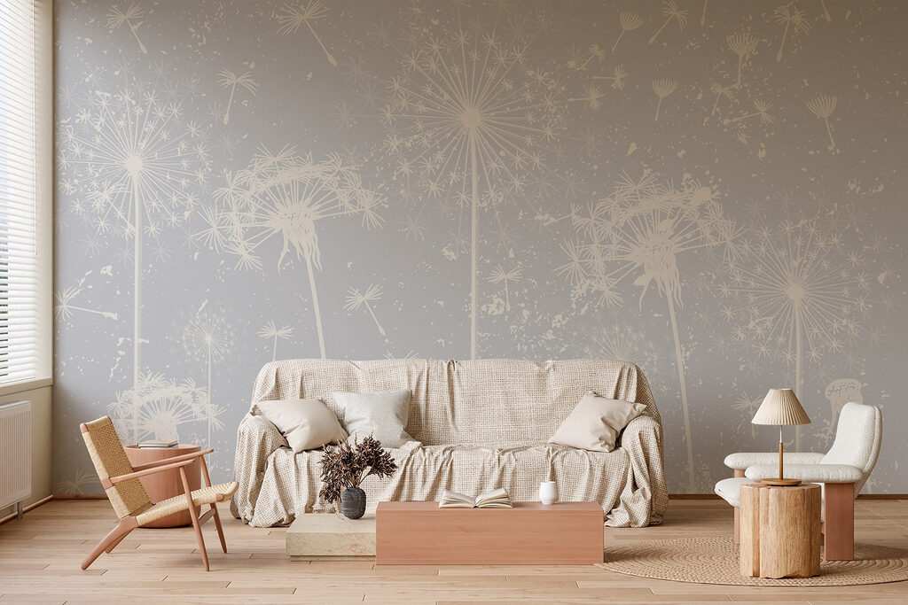 White dandelion flowers